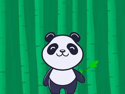 Panda animals art bamboo cute forest green illustration ipad pro panda procreate trees vector visual wallpaper