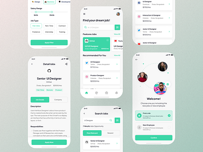 Job Search App adobexd appdesign appdeveloper dailyui landingpage uidesign uidesigner uitrends userexperience ux uxdesigner uxinspiration uxui webdevelopers