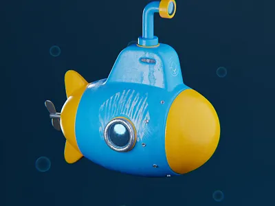 Semi-yellow submarine 3d animation blender design diorama gamedev illustration light submarine