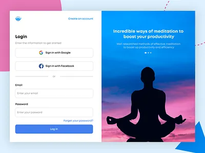 Login page design for meditation website graphic design landing page latest web design login page desig new web design ui ui ux design user experience user interface design ux web design website design