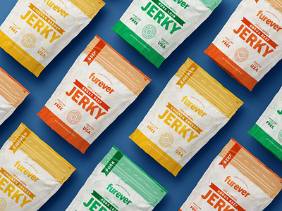 Furever Pet Foods | Branding + Packaging Design beef jerky brand design branding chicken jerky dog brand dog food dog jerky dog packaging dogs jerky logo packaging packaging design pattern pet brand pet food pet packaging puppy food treats