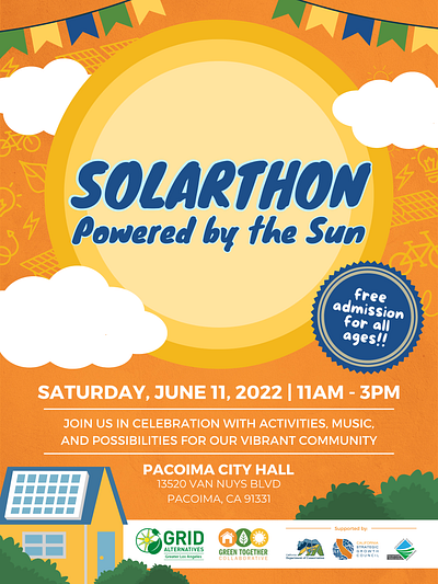 Event Flyer + Twitter Graphics: Solarthon event flyer flyer graphic design nonprofit poster solar spanish sustainability twitter
