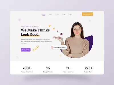 Digital Agency Landing Page Design agency app design creative design service design studio digital agency home page landing page design minimal statup ui ui designer ux web design website