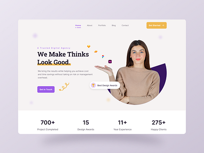 Digital Agency Landing Page Design agency app design creative design service design studio digital agency home page landing page design minimal statup ui ui designer ux web design website