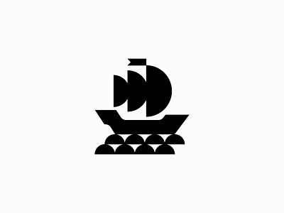 Geometric Sailing Ship Logo adventure black boat branding design geometric identity illustration journey logo mark ocean sailing sea ship symbol trade transport vector vessel