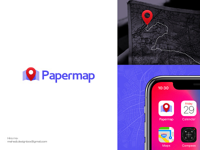 Papermap Travel Agency | Location Pin + Paper Map Concept app icon brand branding colorful creative finder graphic design identity location location pin logo logo design map map logo modern logo place pointer travel travel agency world