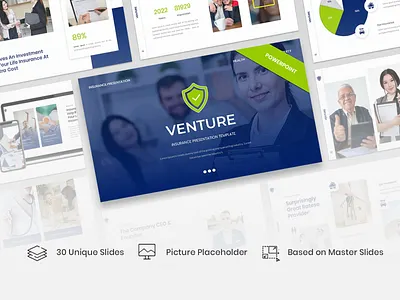Venture – Insurance Presentation PowerPoint Template agency portfolio branding business company company profile creative creative agency custom production design graphic design illustration infographic insurance logo personal portfolio portfolio powerpoint powerpoint template presentation ui