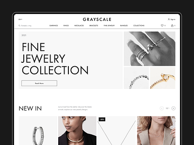 eCommerce jewelry cart ecommerce gold home interface design jewelry landing menu minimal online product shop silver store ux design web