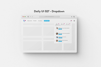 Daily UI 027 - Dropdown 027 contacts daily ui 027 dailyui design dropdown gestion graphic design management menu deroulant notifications plateforme projects projets ui web