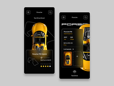 Porsche Test Drive App adobexd app car app car design car ui car uiux design design app design ui illustration minimal porsche app porsche design posrche test ui uiux ux