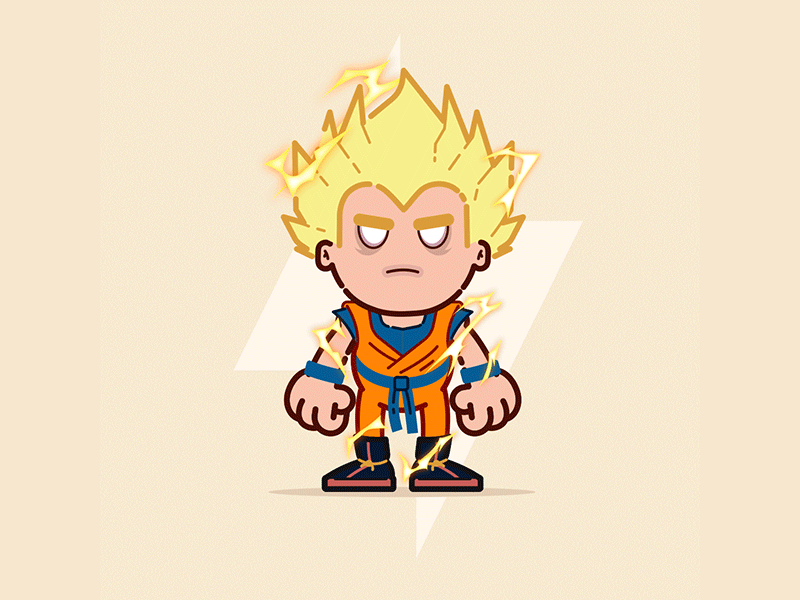 Lightning never strikes twice in same place... character design dragonballz gif goku graphic design illustration nft vector