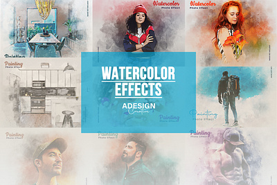 Realistic watercolor paint photo effect photo effects psd water photo effect watercolor