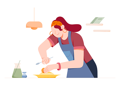 Sessions Market - 1 character cook eat flat food girl home house illustration job kitchen lady market mother room vector woman