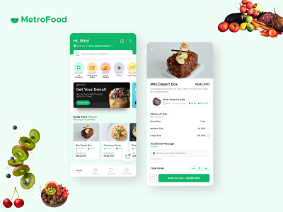 MetroFood: Food App Design Concept app design clean design food food app green grocery app minimalist online store store uiux