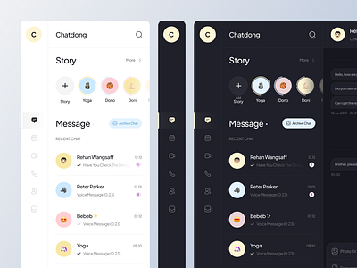 Chatdong - Sidebar Chatting Desktop Ver💬 app chart chatting clean clean dashboard dashbpard design flat graph left menu menu minimal minimalist navbar navigation bar side bar side menu sidebar tab ui