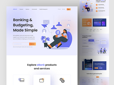 Banking Landing Page Design baning app bank banking website branding credit card credit debit design figma design figma template finance fintech landing page modern web payment psd template wallet web ui website design