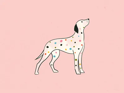 Dalmatian dalmatian dog feminine illustration paint painted polka rainbow spots texture vintage