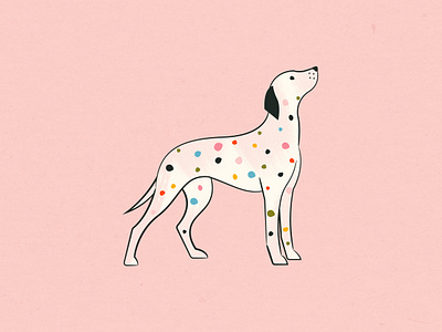 Dalmatian dalmatian dog feminine illustration paint painted polka rainbow spots texture vintage