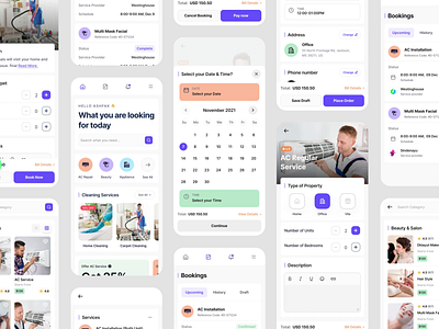 Home Service UI Kit- DoorHub app design beauty app beauty service cleaning service app doorhub doorhub ui kit home service home service ui kit mobile app kit service app service ui kit ui design ui kit