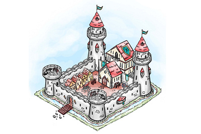 Castle design for online strategy game design game design illustration procreate