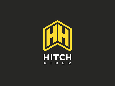 Logo for a travel app HitchHiker animation app arrow branding design graphic design hitchhiking identity illustration logo logomark road vector yellow