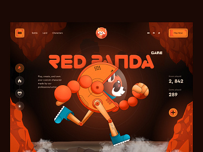 Crypto NFT Game Landing Page / Red Panda blockchain contra crypto cryptogame defi earn farming game game platform mario marketplace metaverse nft nft art nft marketplace orange panda pixel game redpanda staking