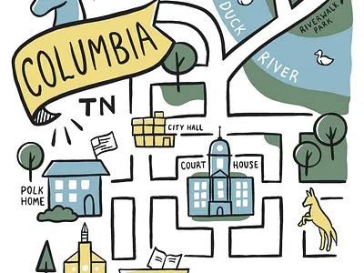 Columbia, TN T-shirt design art city design drawing illustration tourism
