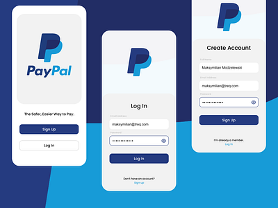 DailyUI 001: PayPal Login/Sign Up Redesign app app login app sign in app sign up app signup graphic design login login screen paypal sign in sign in screen sign up sign up screen signup ui ux