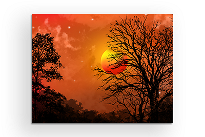 Sunset Illustration digital art digital illustration digital painting digitalart fouzia abida illustraion illustration illustration art orange illustration sunset illustration