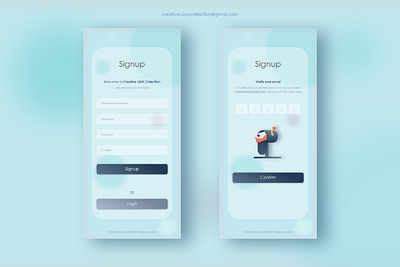 Glassmorphism - Signup - Email Verification - Ui/UX Design email verification fouzia abida glassmophism ui design glassmorphism modern ui design 2022 signup glassmorphism ui uiux ux