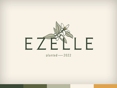 Ezelle 1 apartment art direction blossom branding citrus community design floral florida flower graphic design green illustration logo muted orange soft sophisticted typography