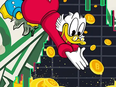 Bitcoin ART animation bitcoin book branding design dollar graphic design illustration logo scrooge mcduck typography vector