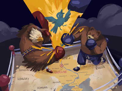 Supreme Country Match - Illustration for Peace 🕊 america bear bird boxing desktop desktop wallpaper eagle illustration peace poster procreate russia stop war supreme symbol ukraine usa wallpaper war world