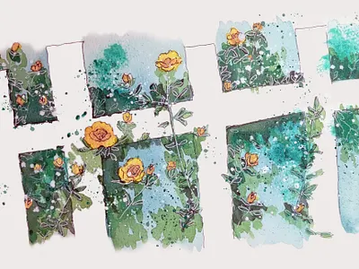 Yellow Rose in the Yard childrens illustration hand illustration watercolor