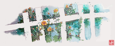 Yellow Rose in the Yard childrens illustration hand illustration watercolor