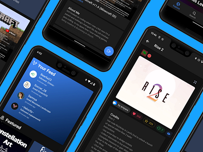 Itchy UI v1 3d app application blue branding design itchy mobile mobile app mockup phone phones scratch scratch3 scratch4 screen screens social ui ux