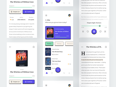 Auca - Audio Book Mobile App app audio audio book app book book app clean design flat design fun mobile mobile app mobile design music music app purple read ui uidesign uiux ux