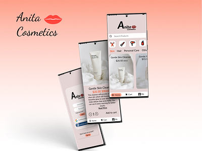 Anita Cosmetics Beauty Ecommerce App app beauty branding cosmectics design ecommerce logo marketting nepal product ui