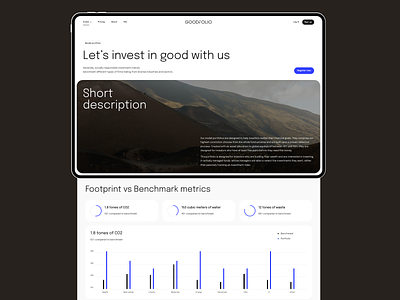 Goodfolio - Model portfolio page dashboard ecology footprint graph graphic design hero image home page invest investing landing logo natural nature planet sustainability sustainable ui web website