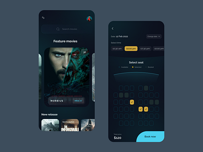 Movie Ticket Booking App 3d android app animation app design branding component design graphic design illustration ios app logo motion graphics movie app movie app design ticket ticket booking app trend ui userexperience userinterface ux