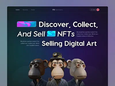 NFTs ~ Marketplace UI UX Design crypto cryptoart cryptocurrency exploration landing page marketplace nft nft design nft landing page nft ui ux nft website nftmarketplace nfts token ui ui design ux ux design web design website