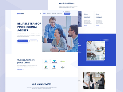 Quick Loan Landing Page adobe xd bank behance blue casestudy figma finance graphic design insurance landingpage loan minimal responsive trending ui uidesign uitrends ux web design wireframe