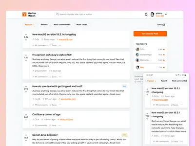 HackerNews Redesign design hackernews redesign ui web web design