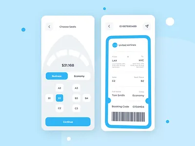 Ticket App - Mobile application concept air airplane tickets android animation app app design booking clean flight ios mobile app mvp online ticket ronas it ticket ticket application ticketing ui ux