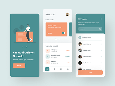 Finance Mobile App app app design coin e money e wallet figma finance mobile mobile design popular rianda design teal trend trending ui ui ux uiux wallet