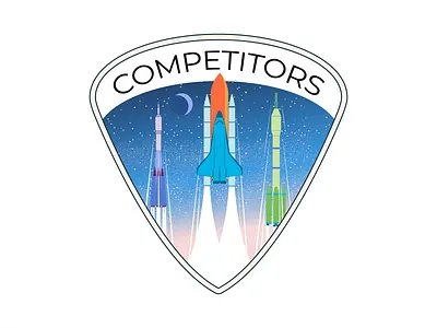 Startup - Competitors badge branding competition contest illustration race rivals rocket sky space spaceship startup