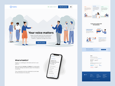 PubliCo Homepage covid design illustration ui