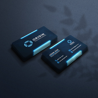 NEON Business Card Design blue business card design business card desing business card psd template editable business card template glowing business card it company business card neon business card design technology business card