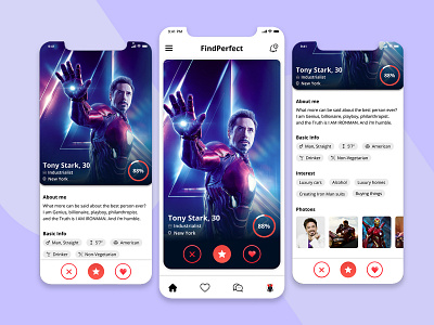 Dating Profile Screen branding dating app design designer graphic design mobile ui ui uiux ux uxdesign uxuidesign