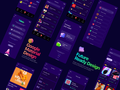 TOKEN | NFT Marketplace | Mobile App application design bitcoin blue cryptocurrency dark mode dark themed design design studio figma marketplace app mobile application nft product design purple token ui ui design ui kit ux ux design